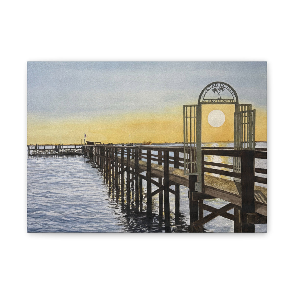 Boat Dock Sunrise Canvas Wall Art