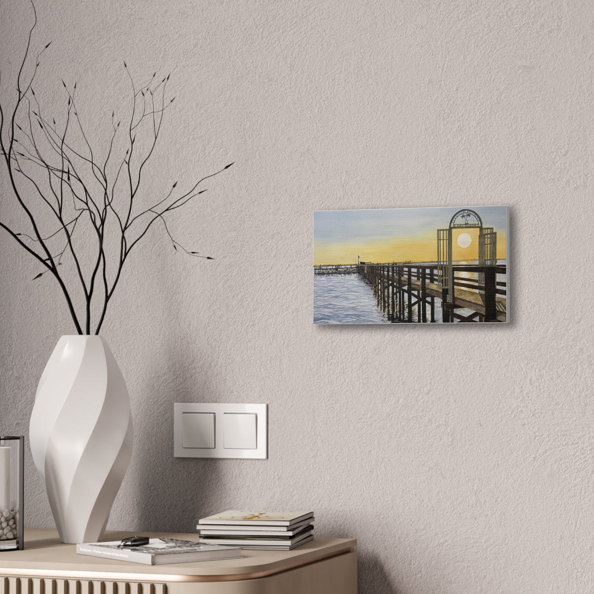 Boat Dock Sunrise Canvas Wall Art
