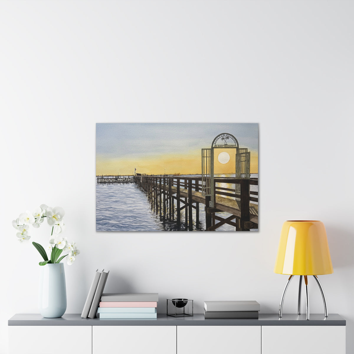 Boat Dock Sunrise Canvas Wall Art