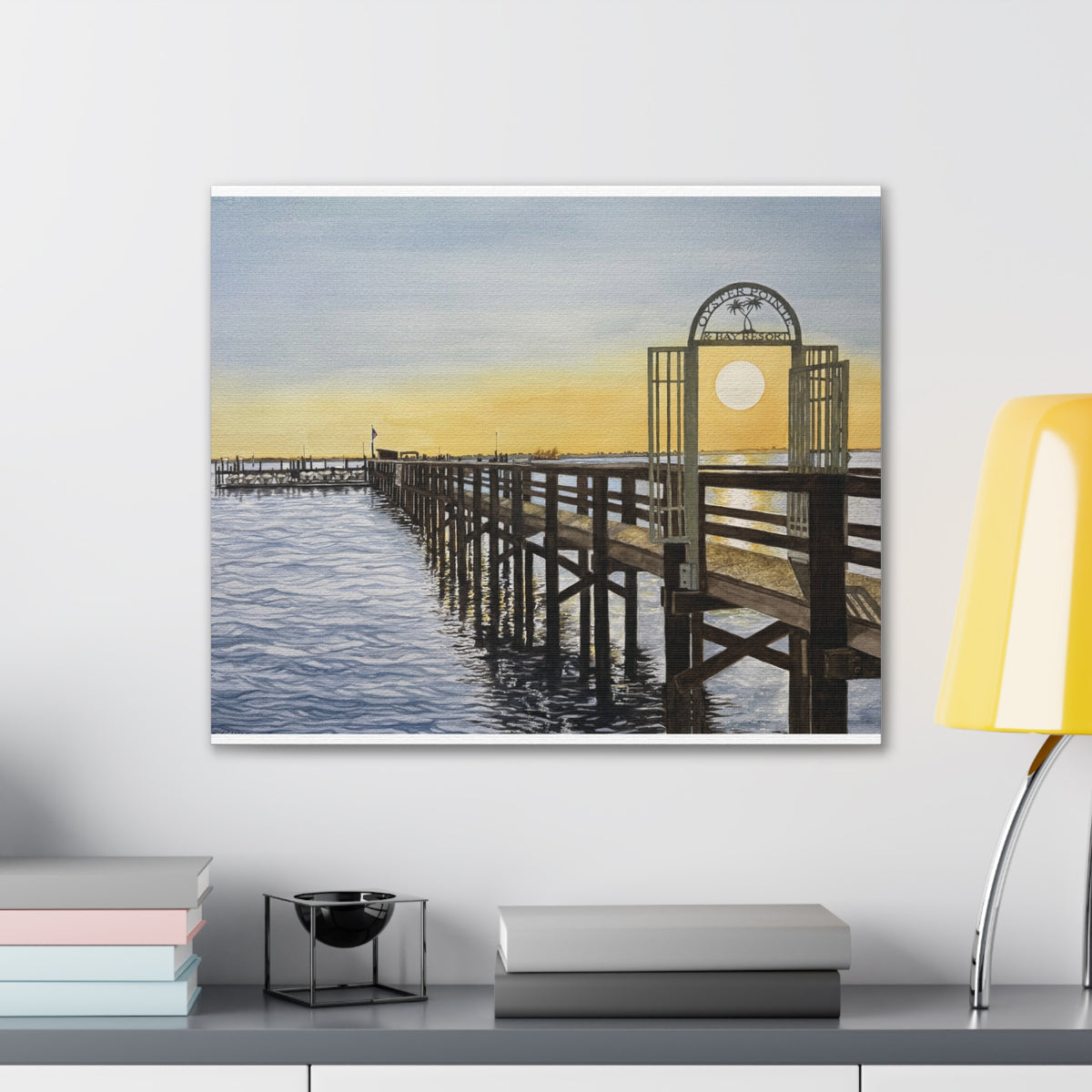 Boat Dock Sunrise Canvas Wall Art