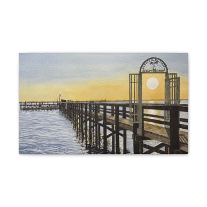 Boat Dock Sunrise Canvas Wall Art