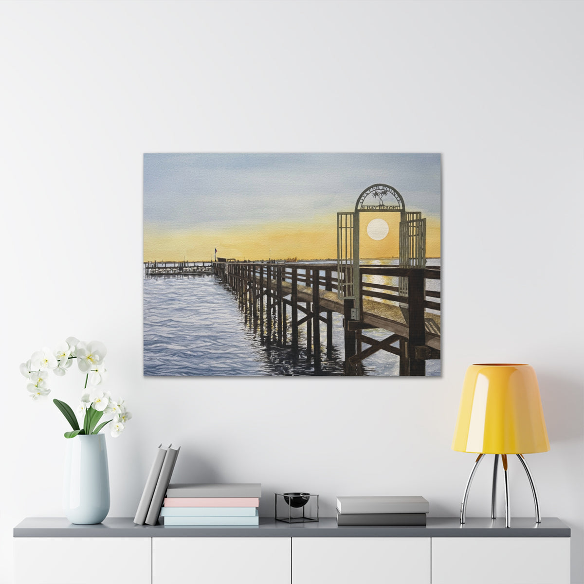 Boat Dock Sunrise Canvas Wall Art