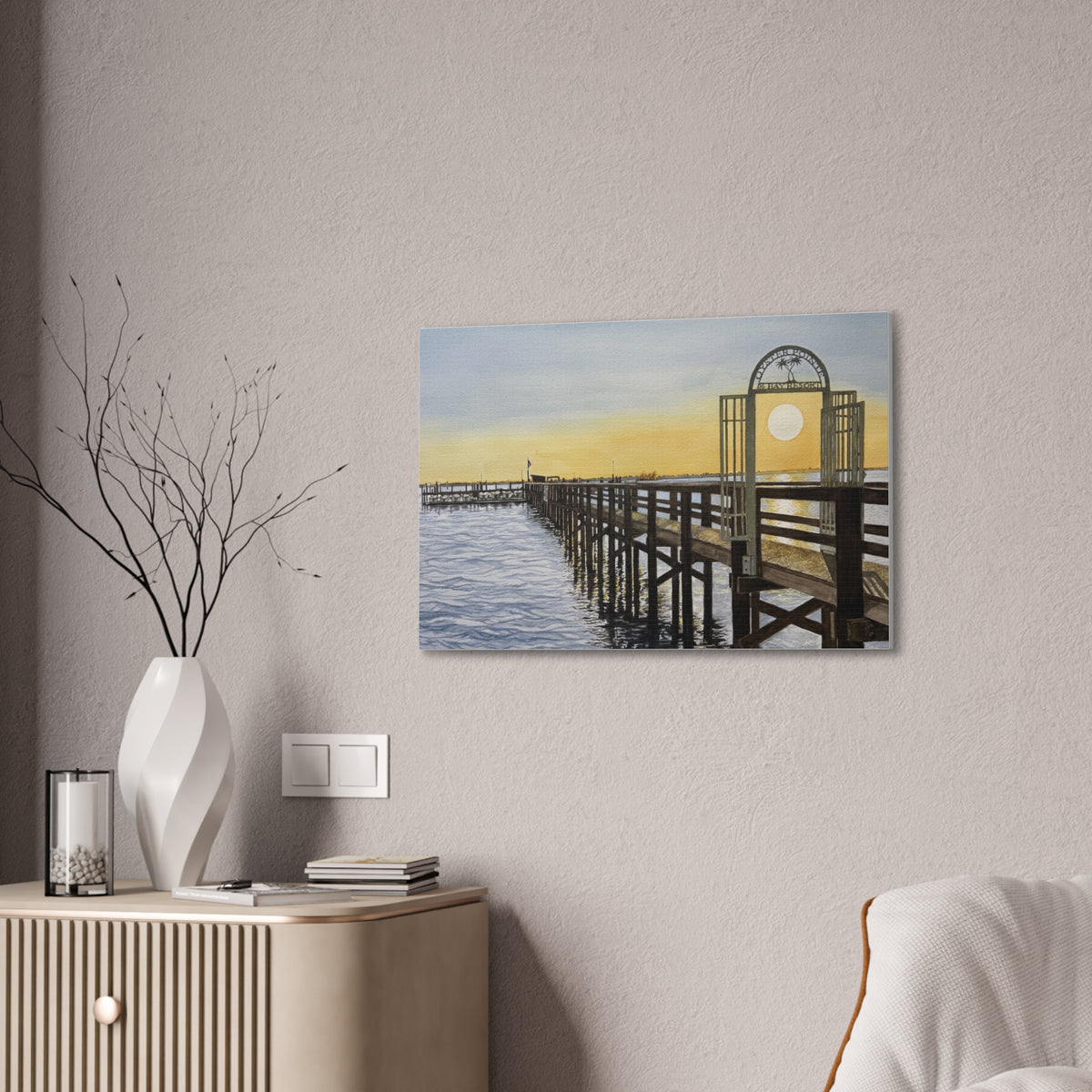Boat Dock Sunrise Canvas Wall Art