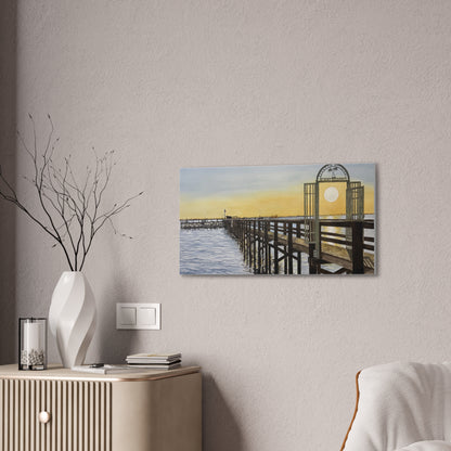 Boat Dock Sunrise Canvas Wall Art