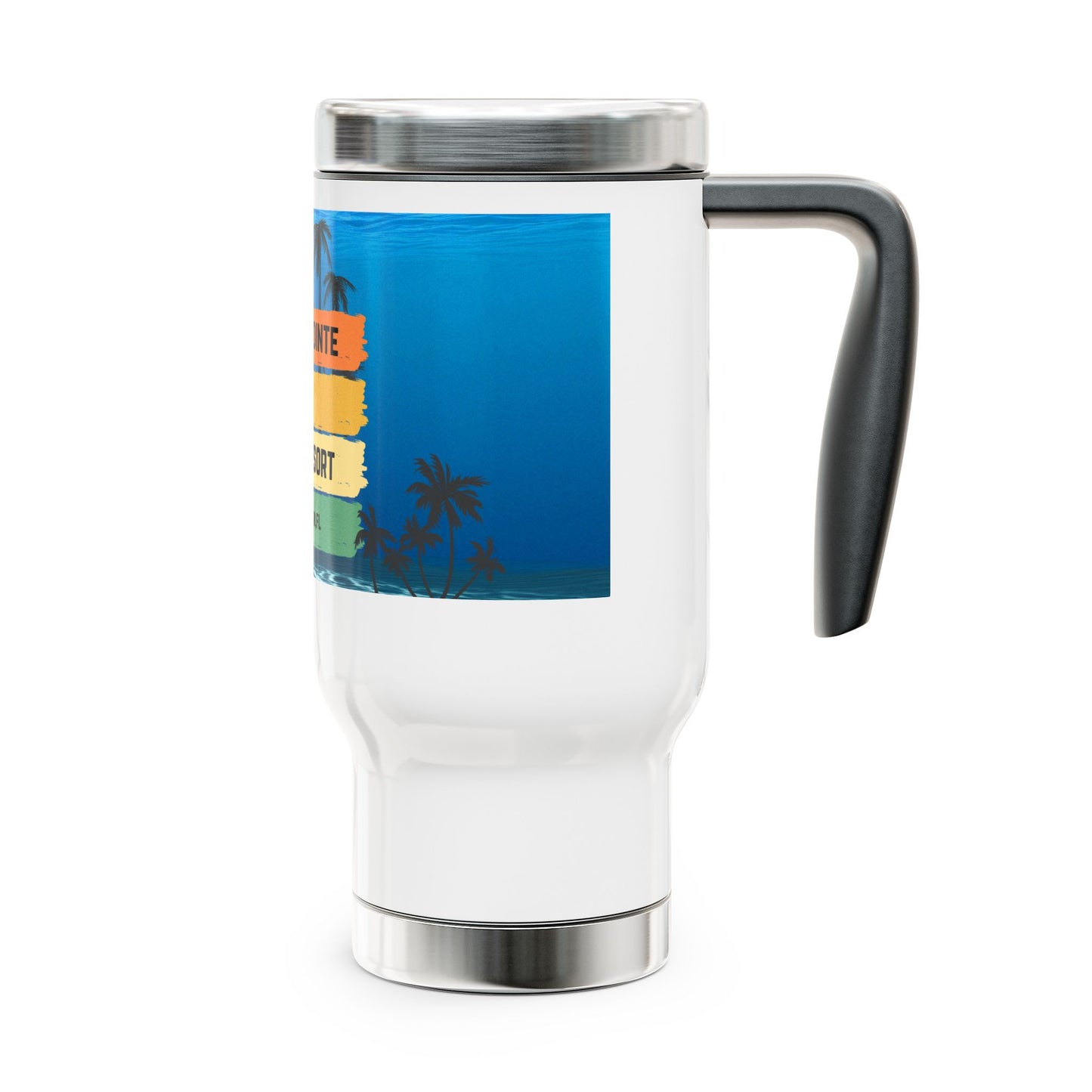 Oyster Pointe & Bay Resort Stainless Steel Travel Mug — 14oz Insulated Handle Tumbler