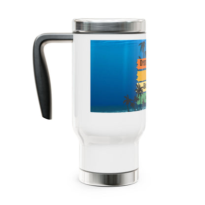 Oyster Pointe & Bay Resort Stainless Steel Travel Mug — 14oz Insulated Handle Tumbler