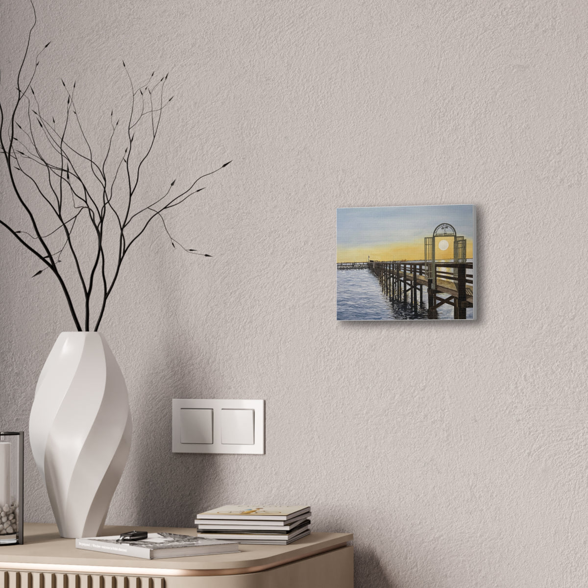 Boat Dock Sunrise Canvas Wall Art