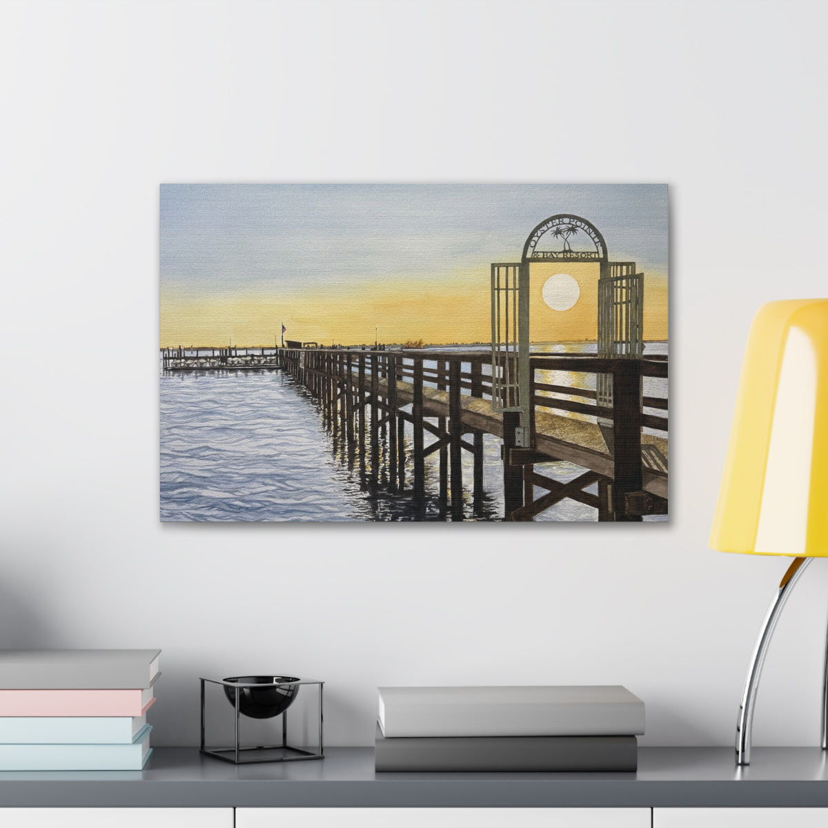 Boat Dock Sunrise Canvas Wall Art