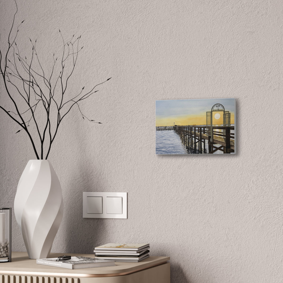 Boat Dock Sunrise Canvas Wall Art