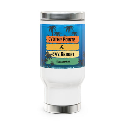 Oyster Pointe & Bay Resort Stainless Steel Travel Mug — 14oz Insulated Handle Tumbler