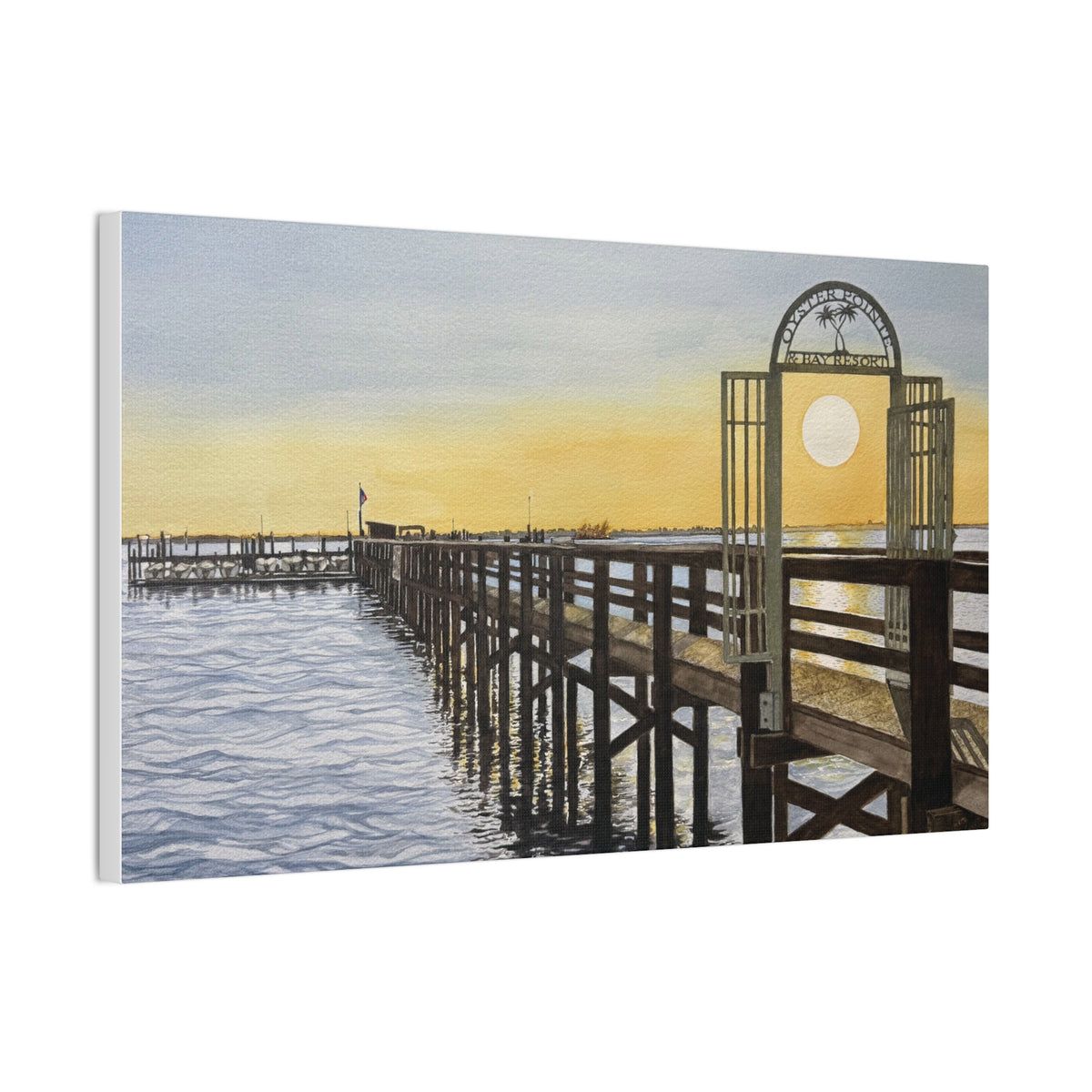 Boat Dock Sunrise Canvas Wall Art