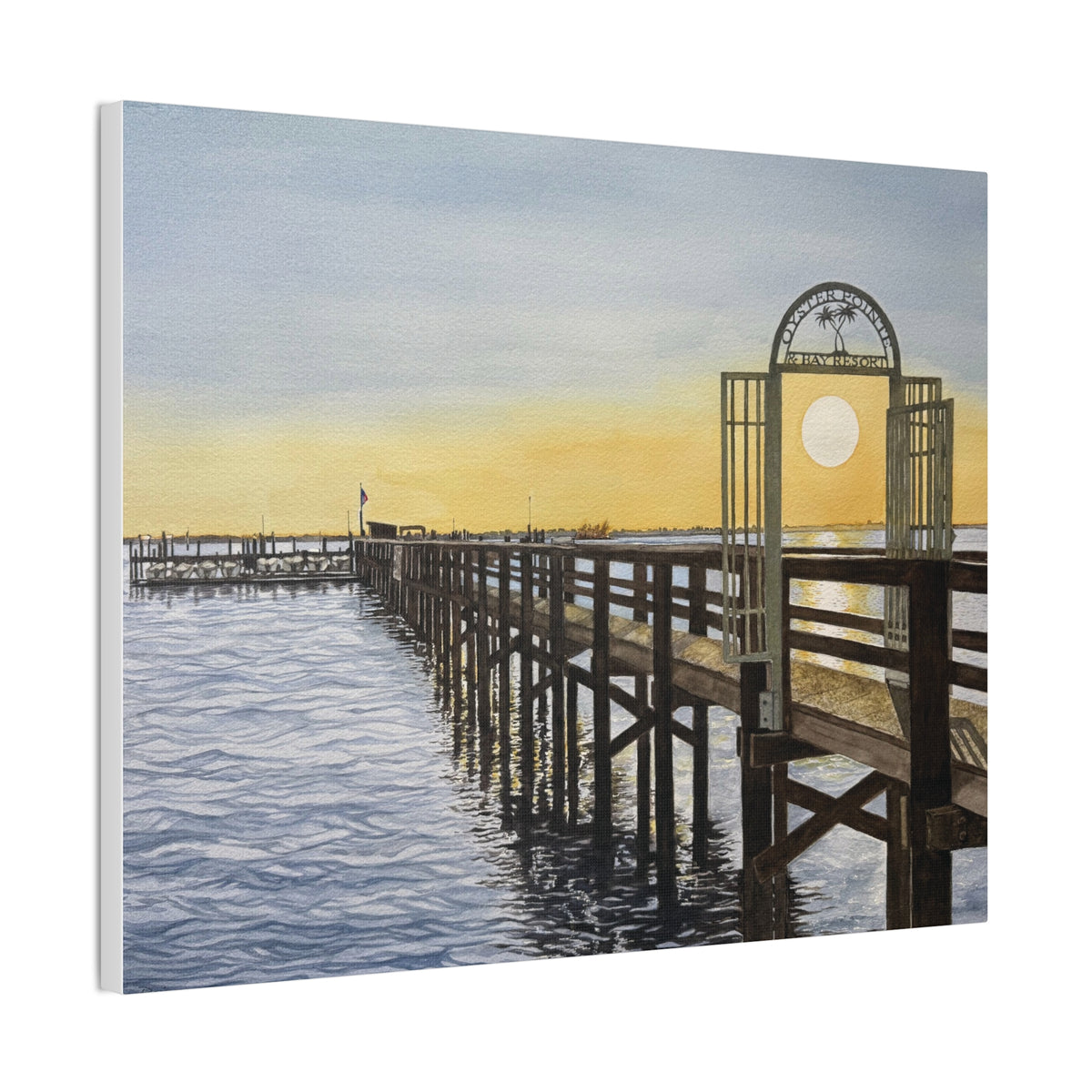 Boat Dock Sunrise Canvas Wall Art