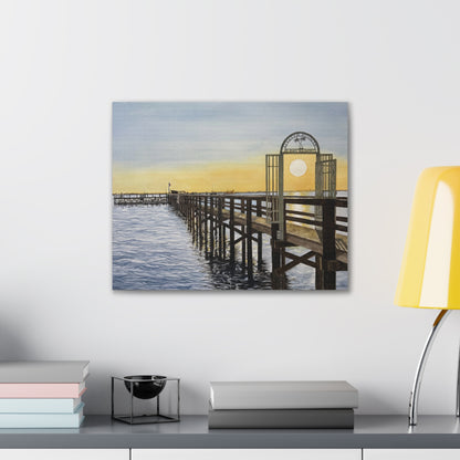 Boat Dock Sunrise Canvas Wall Art