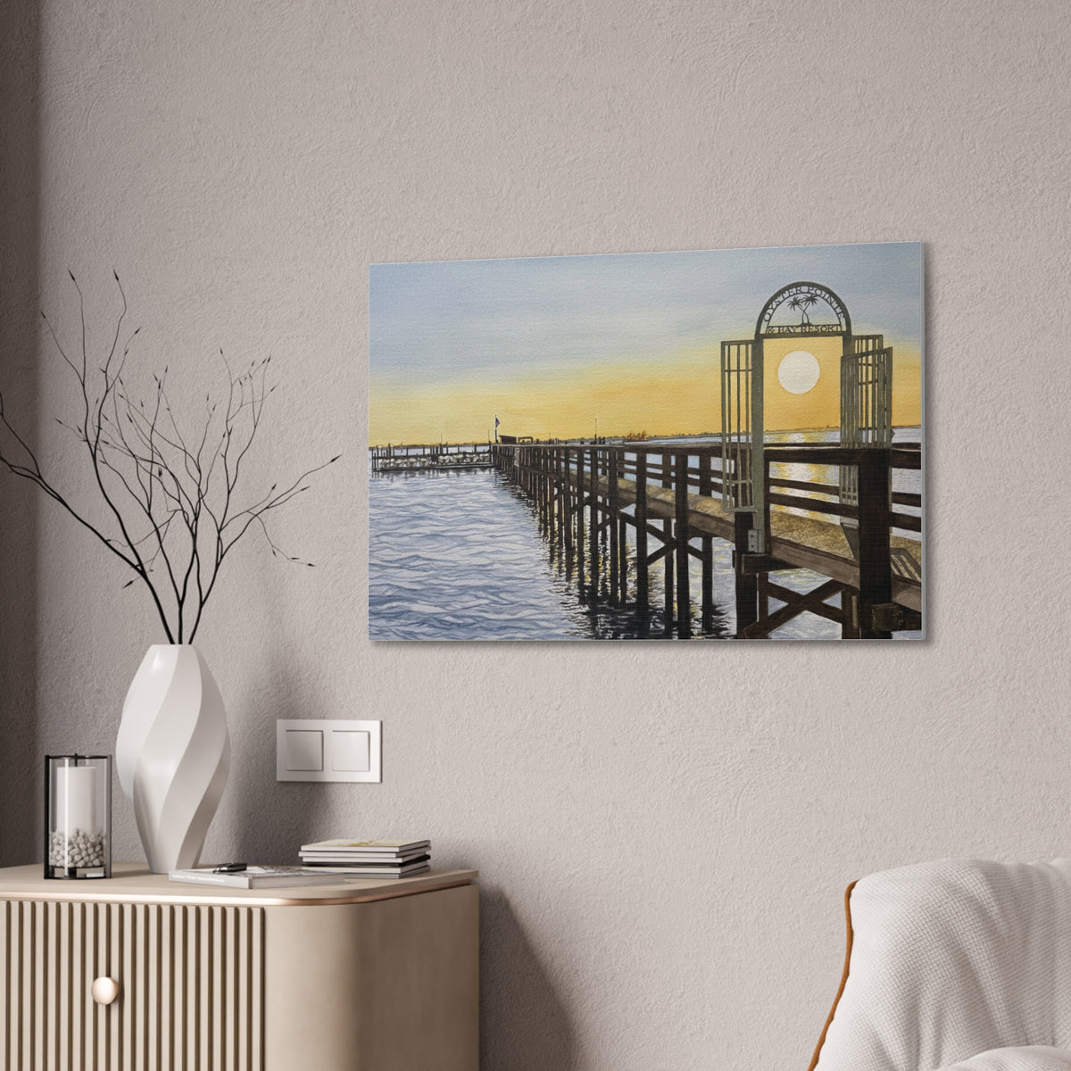 Boat Dock Sunrise Canvas Wall Art