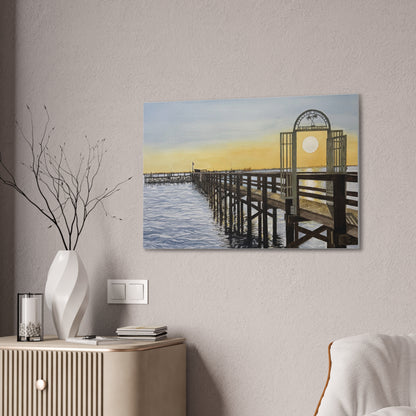 Boat Dock Sunrise Canvas Wall Art