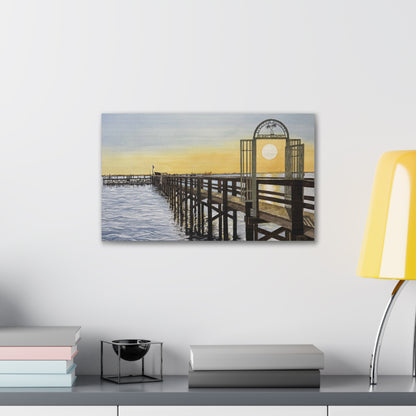 Boat Dock Sunrise Canvas Wall Art