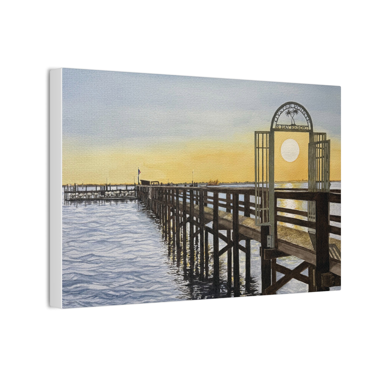Boat Dock Sunrise Canvas Wall Art