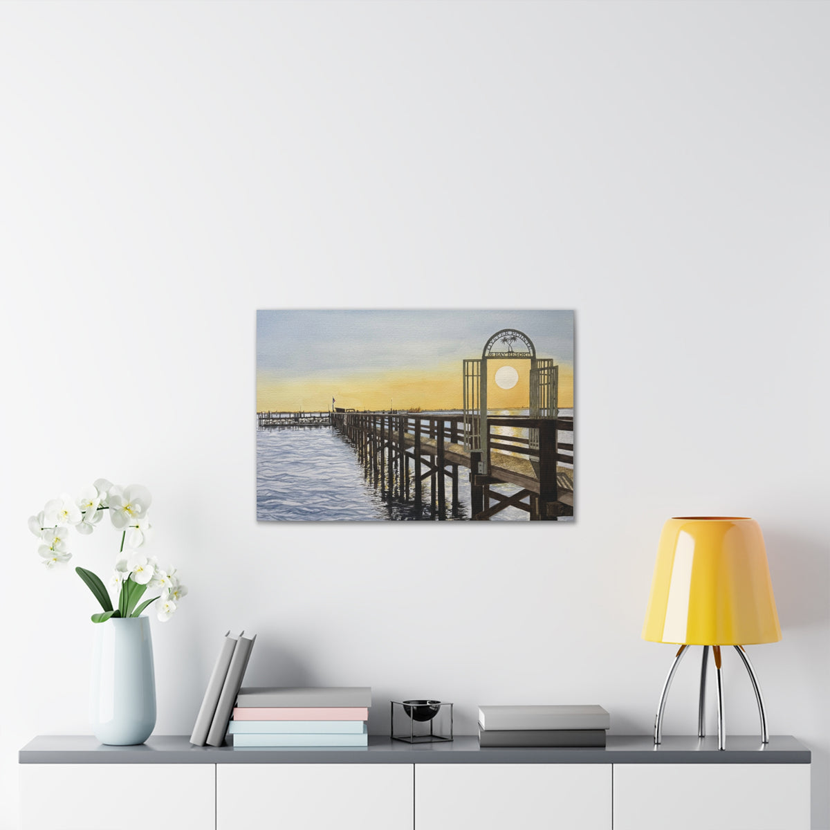 Boat Dock Sunrise Canvas Wall Art