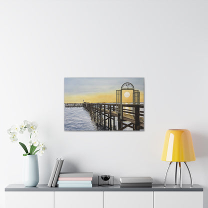 Boat Dock Sunrise Canvas Wall Art