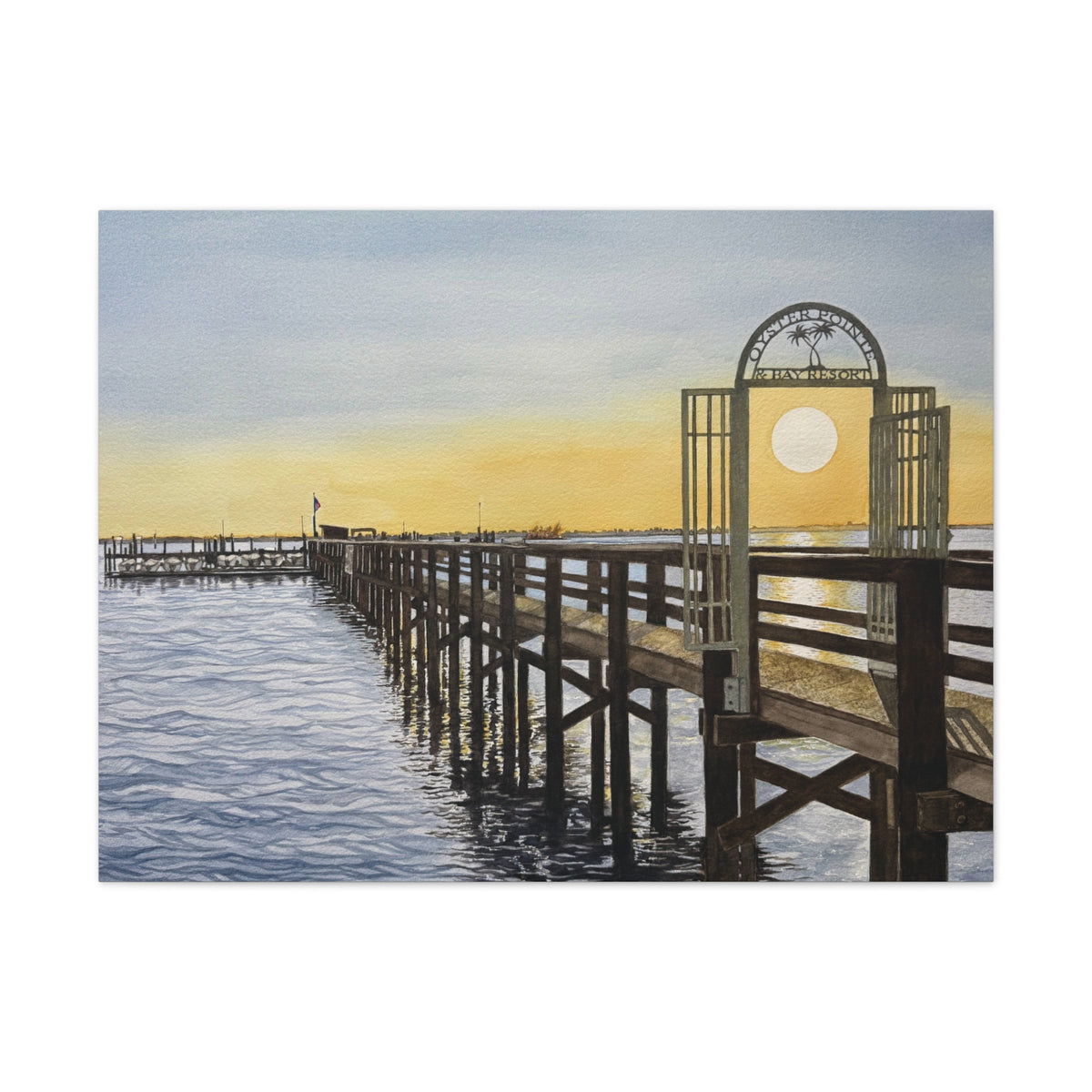 Boat Dock Sunrise Canvas Wall Art
