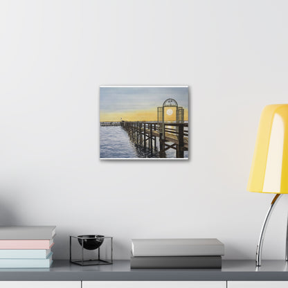 Boat Dock Sunrise Canvas Wall Art