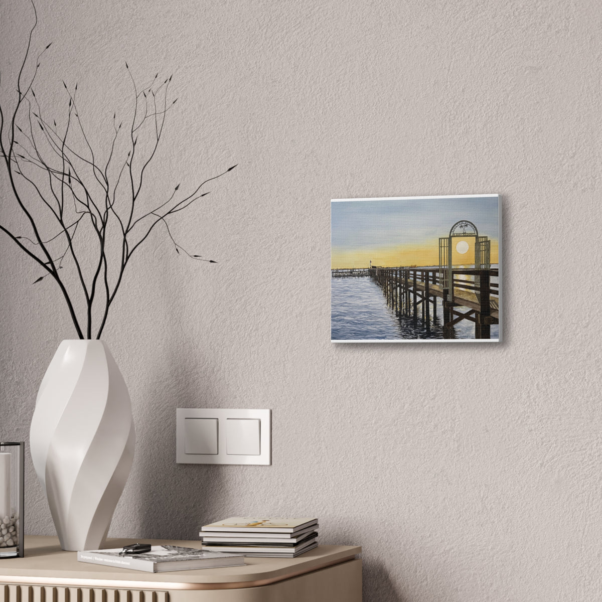 Boat Dock Sunrise Canvas Wall Art