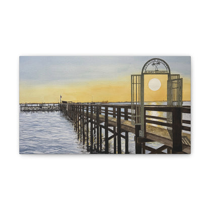 Boat Dock Sunrise Canvas Wall Art