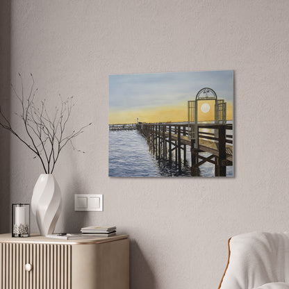 Boat Dock Sunrise Canvas Wall Art