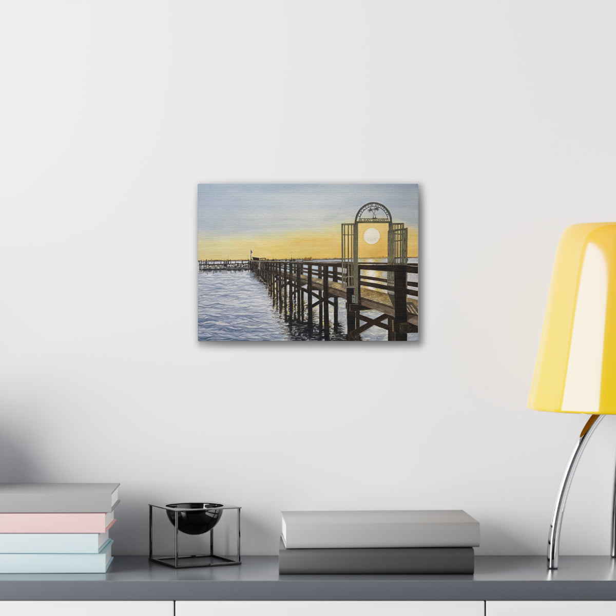 Boat Dock Sunrise Canvas Wall Art