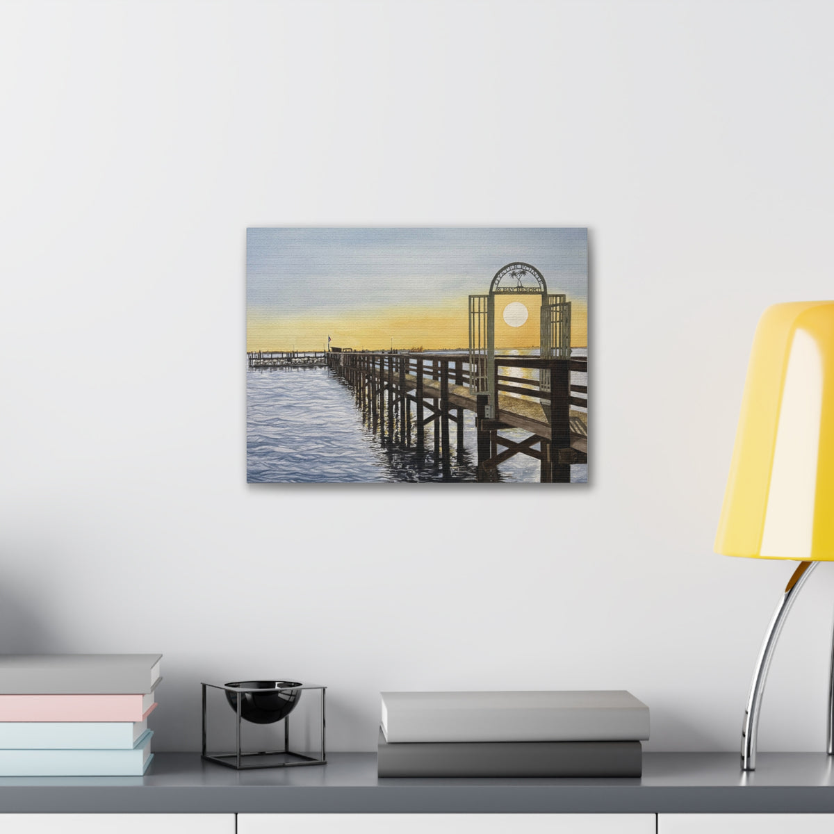 Boat Dock Sunrise Canvas Wall Art