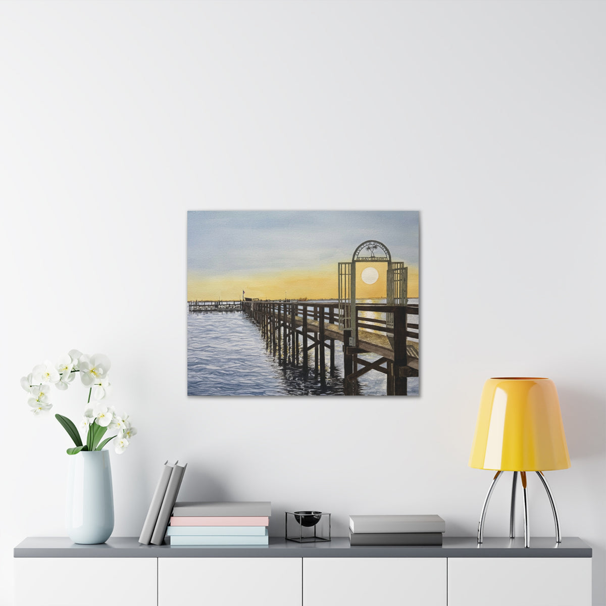 Boat Dock Sunrise Canvas Wall Art